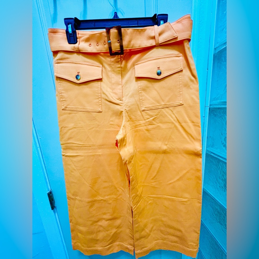 LOFT Orange(cantaloupe color) wide leg cropped Pants Size 12P NWT